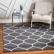 Dark Gray 5' 3 x 5' 3 Trellis Frieze Square Area Rug Geometric Modern Unique Stain Resistant Easy Clean Carpet for Living, Dining, Bedrooms, Office for Sale at Rug Engine