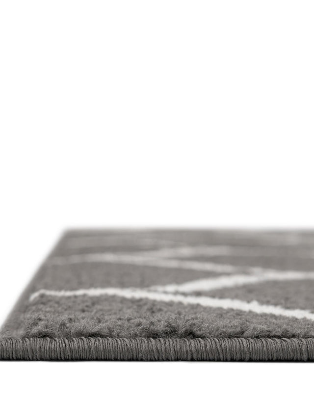 Dark Gray 7' 10 x 7' 10 Trellis Frieze Square Area Rug Geometric Modern Unique Stain Resistant Easy Clean Carpet for Living, Dining, Bedrooms, Office for Sale at Rug Engine