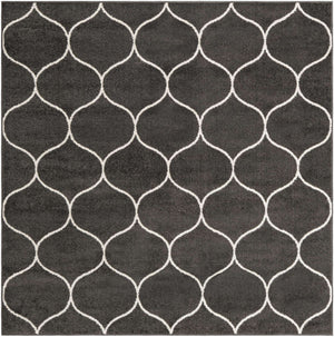 Dark Gray 7' 1 x 7' 1 Trellis Frieze Square Area Rug Geometric Modern Unique Stain Resistant Easy Clean Carpet for Living, Dining, Bedrooms, Office for Sale at Rug Engine