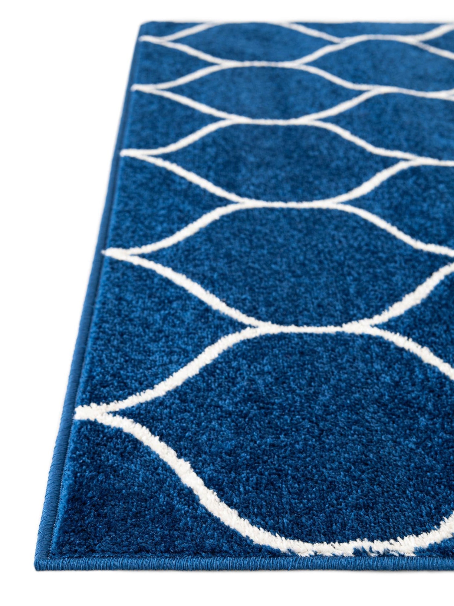 Navy Blue 5' 3 x 5' 3 Trellis Frieze Octagon Area Rug Geometric Modern Unique Stain Resistant Easy Clean Carpet for Living, Dining, Bedrooms, Office for Sale at Rug Engine
