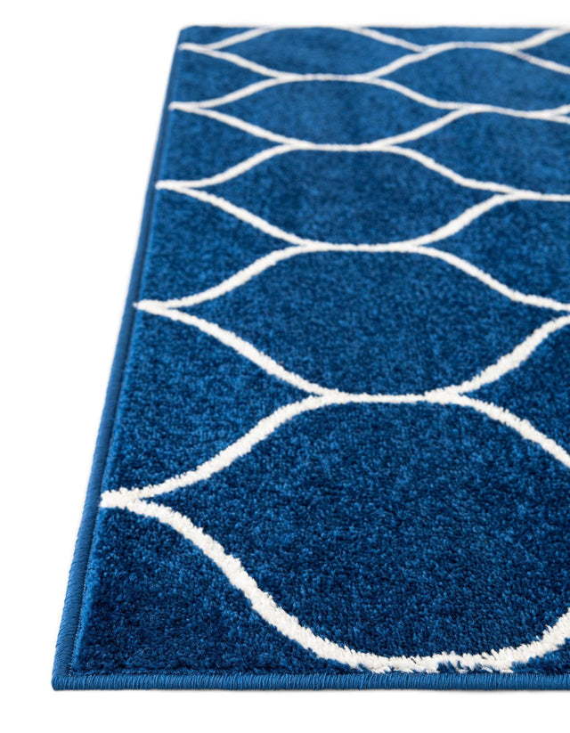 Navy Blue 5' 3 x 5' 3 Trellis Frieze Octagon Area Rug Geometric Modern Unique Stain Resistant Easy Clean Carpet for Living, Dining, Bedrooms, Office for Sale at Rug Engine