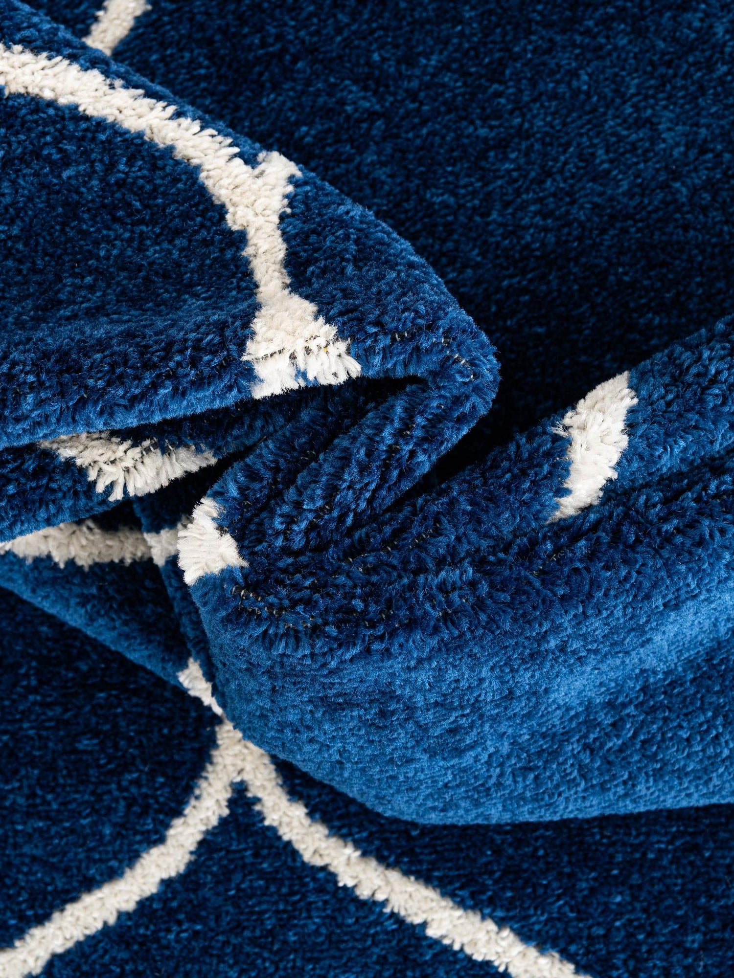 Navy Blue 5' 3 x 5' 3 Trellis Frieze Octagon Area Rug Geometric Modern Unique Stain Resistant Easy Clean Carpet for Living, Dining, Bedrooms, Office for Sale at Rug Engine