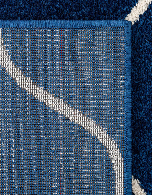 Navy Blue 5' 3 x 5' 3 Trellis Frieze Octagon Area Rug Geometric Modern Unique Stain Resistant Easy Clean Carpet for Living, Dining, Bedrooms, Office for Sale at Rug Engine