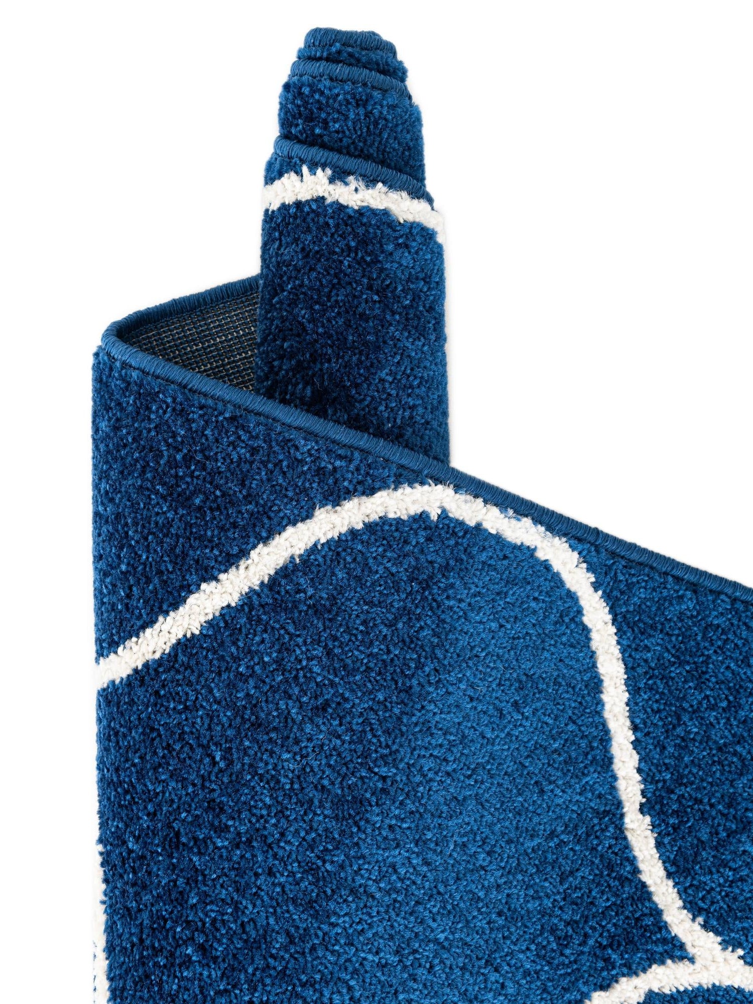 Navy Blue 5' 3 x 5' 3 Trellis Frieze Octagon Area Rug Geometric Modern Unique Stain Resistant Easy Clean Carpet for Living, Dining, Bedrooms, Office for Sale at Rug Engine