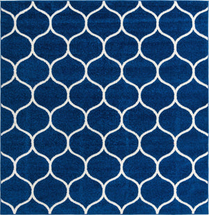 Navy Blue 5' 3 x 5' 3 Trellis Frieze Square Area Rug Geometric Modern Unique Stain Resistant Easy Clean Carpet for Living, Dining, Bedrooms, Office for Sale at Rug Engine
