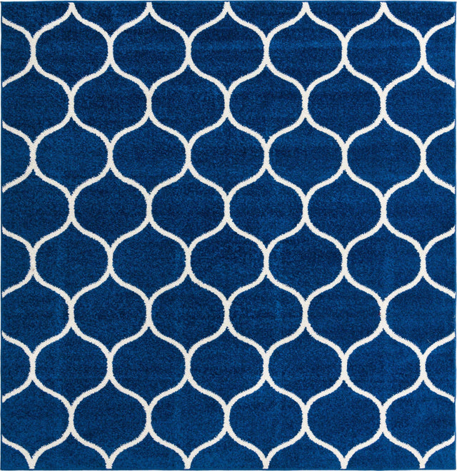 Navy Blue 5' 3 x 5' 3 Trellis Frieze Square Area Rug Geometric Modern Unique Stain Resistant Easy Clean Carpet for Living, Dining, Bedrooms, Office for Sale at Rug Engine