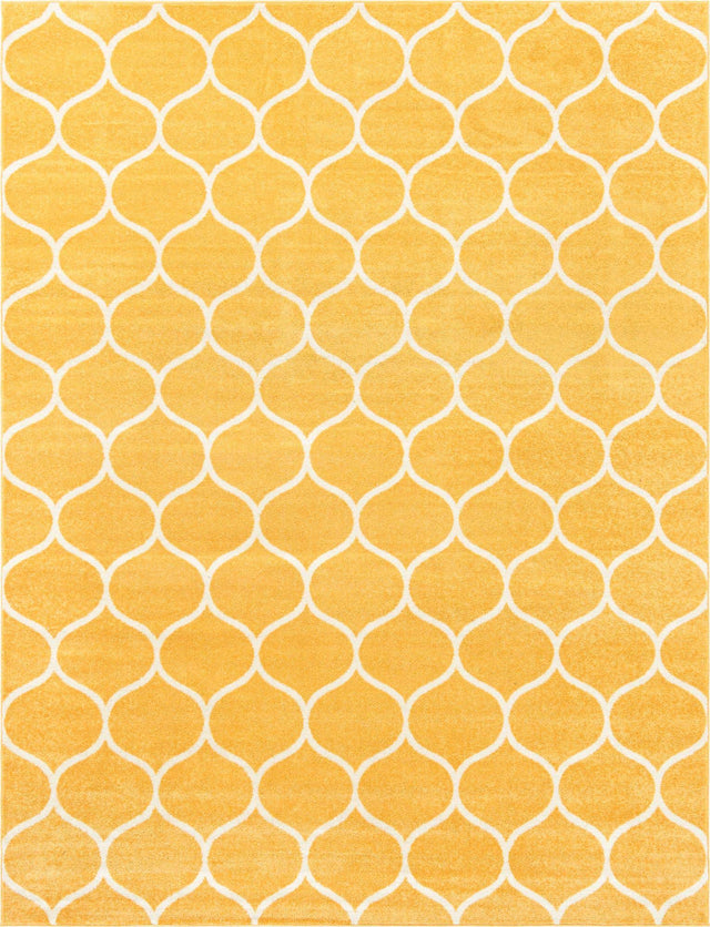 Yellow 10' x 13' 1 Trellis Frieze Rectangle Area Rug Geometric Modern Unique Stain Resistant Easy Clean Carpet for Living, Dining, Bedrooms, Office for Sale at Rug Engine