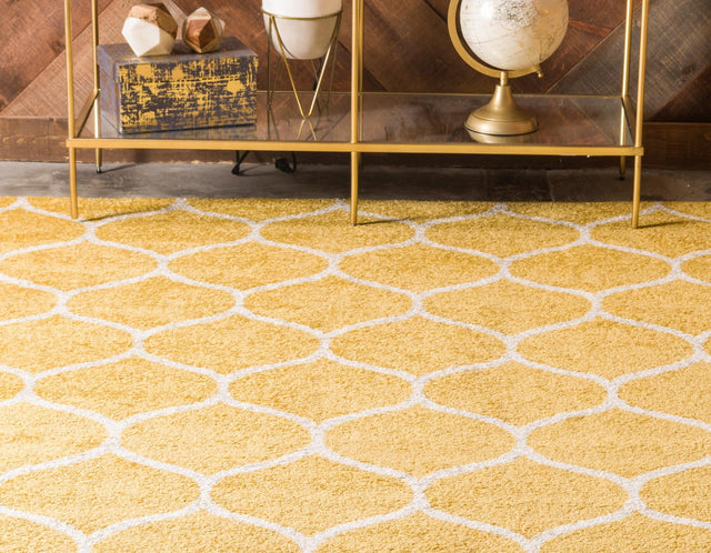 Yellow 3' 1 x 3' 1 Trellis Frieze Square Area Rug Geometric Modern Unique Stain Resistant Easy Clean Carpet for Living, Dining, Bedrooms, Office for Sale at Rug Engine