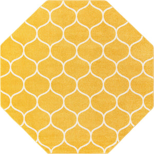 Yellow 7' 10 x 7' 10 Trellis Frieze Octagon Area Rug Geometric Modern Unique Stain Resistant Easy Clean Carpet for Living, Dining, Bedrooms, Office for Sale at Rug Engine
