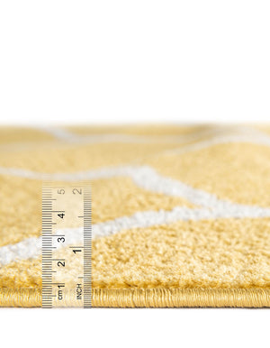 Yellow 5' 3 x 5' 3 Trellis Frieze Octagon Area Rug Geometric Modern Unique Stain Resistant Easy Clean Carpet for Living, Dining, Bedrooms, Office for Sale at Rug Engine