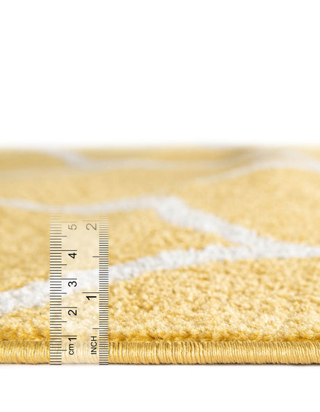 Yellow 5' 3 x 5' 3 Trellis Frieze Octagon Area Rug Geometric Modern Unique Stain Resistant Easy Clean Carpet for Living, Dining, Bedrooms, Office for Sale at Rug Engine