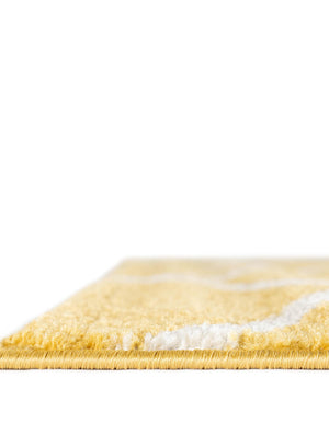 Yellow 5' 3 x 5' 3 Trellis Frieze Octagon Area Rug Geometric Modern Unique Stain Resistant Easy Clean Carpet for Living, Dining, Bedrooms, Office for Sale at Rug Engine