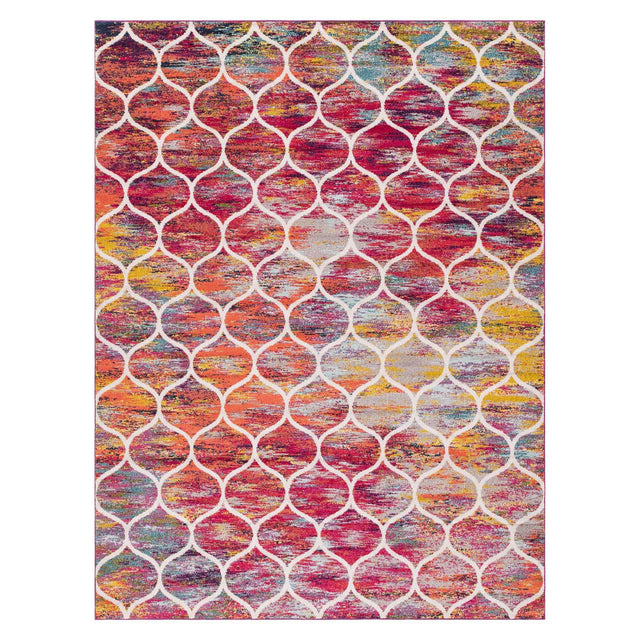 Multicolor 10' x 13' 1 Trellis Frieze Rectangle Area Rug Geometric Modern Unique Stain Resistant Easy Clean Carpet for Living, Dining, Bedrooms, Office for Sale at Rug Engine
