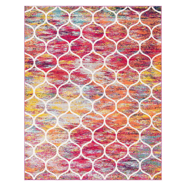 Multicolor 7' 10 x 10' Trellis Frieze Rectangle Area Rug Geometric Modern Unique Stain Resistant Easy Clean Carpet for Living, Dining, Bedrooms, Office for Sale at Rug Engine