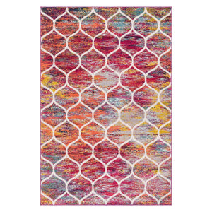 Multicolor 6' 1 x 9' Trellis Frieze Rectangle Area Rug Geometric Modern Unique Stain Resistant Easy Clean Carpet for Living, Dining, Bedrooms, Office for Sale at Rug Engine