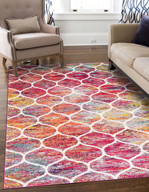 Multicolor 2' x 3' 1 Trellis Frieze Rectangle Area Rug Geometric Modern Unique Stain Resistant Easy Clean Carpet for Living, Dining, Bedrooms, Office for Sale at Rug Engine