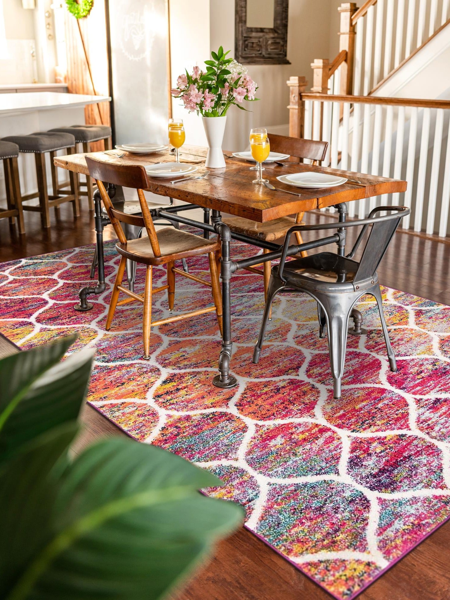 Multicolor 2' x 3' 1 Trellis Frieze Rectangle Area Rug Geometric Modern Unique Stain Resistant Easy Clean Carpet for Living, Dining, Bedrooms, Office for Sale at Rug Engine