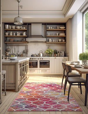 Multicolor 2' x 3' 1 Trellis Frieze Rectangle Area Rug Geometric Modern Unique Stain Resistant Easy Clean Carpet for Living, Dining, Bedrooms, Office for Sale at Rug Engine