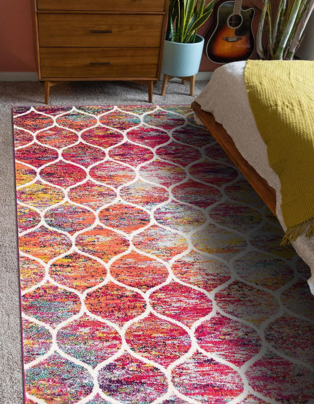 Multicolor 2' x 3' 1 Trellis Frieze Rectangle Area Rug Geometric Modern Unique Stain Resistant Easy Clean Carpet for Living, Dining, Bedrooms, Office for Sale at Rug Engine