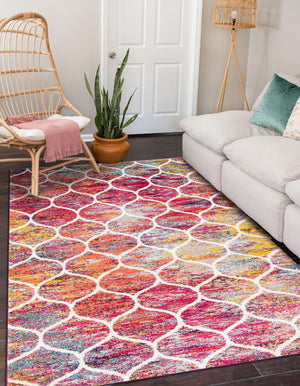 Multicolor 2' x 3' 1 Trellis Frieze Rectangle Area Rug Geometric Modern Unique Stain Resistant Easy Clean Carpet for Living, Dining, Bedrooms, Office for Sale at Rug Engine