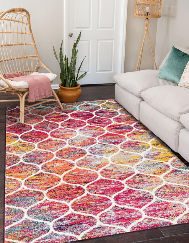 Multicolor 2' x 3' 1 Trellis Frieze Rectangle Area Rug Geometric Modern Unique Stain Resistant Easy Clean Carpet for Living, Dining, Bedrooms, Office for Sale at Rug Engine