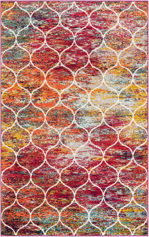 Multicolor 5' 3 x 8' Trellis Frieze Rectangle Area Rug Geometric Modern Unique Stain Resistant Easy Clean Carpet for Living, Dining, Bedrooms, Office for Sale at Rug Engine