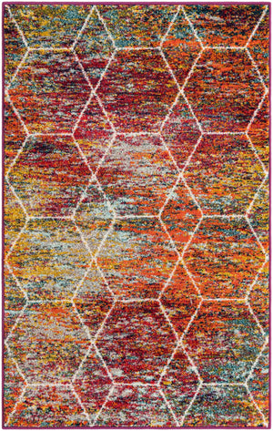 Multicolor 4' 1 x 6' 1 Trellis Frieze Rectangle Area Rug Geometric Modern Unique Stain Resistant Easy Clean Carpet for Living, Dining, Bedrooms, Office for Sale at Rug Engine