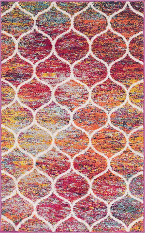 Multicolor 3' 1 x 5' 3 Trellis Frieze Rectangle Area Rug Geometric Modern Unique Stain Resistant Easy Clean Carpet for Living, Dining, Bedrooms, Office for Sale at Rug Engine