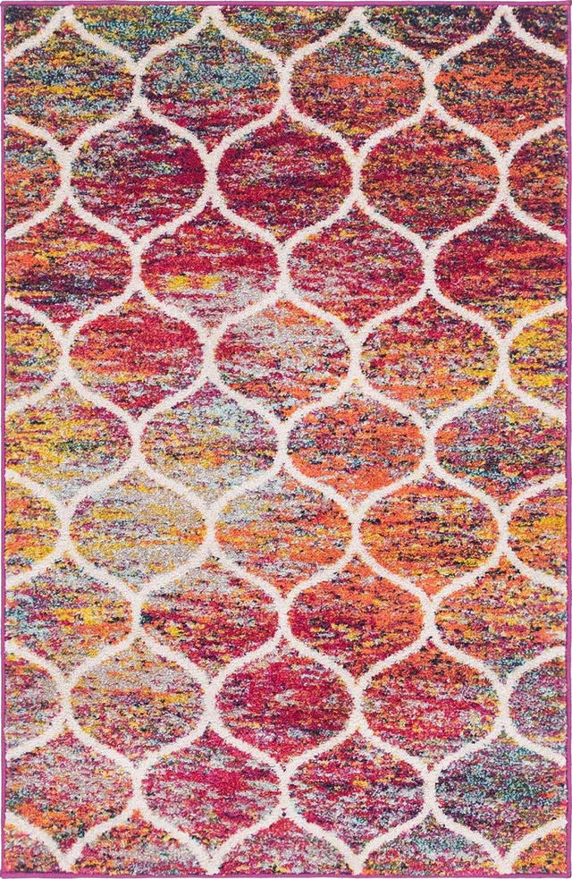 Multicolor 2' x 3' 1 Trellis Frieze Rectangle Area Rug Geometric Modern Unique Stain Resistant Easy Clean Carpet for Living, Dining, Bedrooms, Office for Sale at Rug Engine