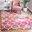 Multicolor 7' 1 x 7' 1 Trellis Frieze Square Area Rug Geometric Modern Unique Stain Resistant Easy Clean Carpet for Living, Dining, Bedrooms, Office for Sale at Rug Engine