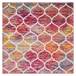 Multicolor 6' 1 x 6' 1 Trellis Frieze Square Area Rug Geometric Modern Unique Stain Resistant Easy Clean Carpet for Living, Dining, Bedrooms, Office for Sale at Rug Engine