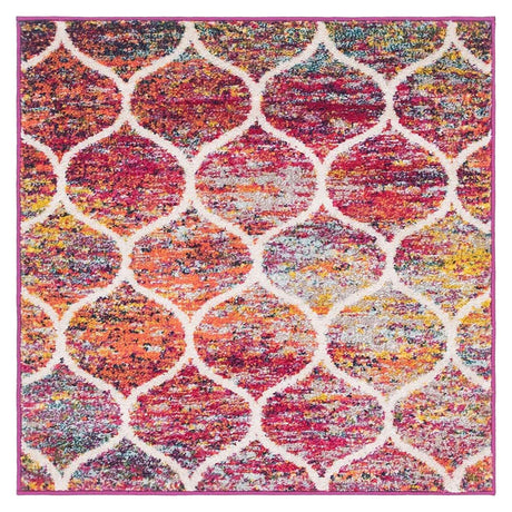 Multicolor 3' 1 x 3' 1 Trellis Frieze Square Area Rug Geometric Modern Unique Stain Resistant Easy Clean Carpet for Living, Dining, Bedrooms, Office for Sale at Rug Engine