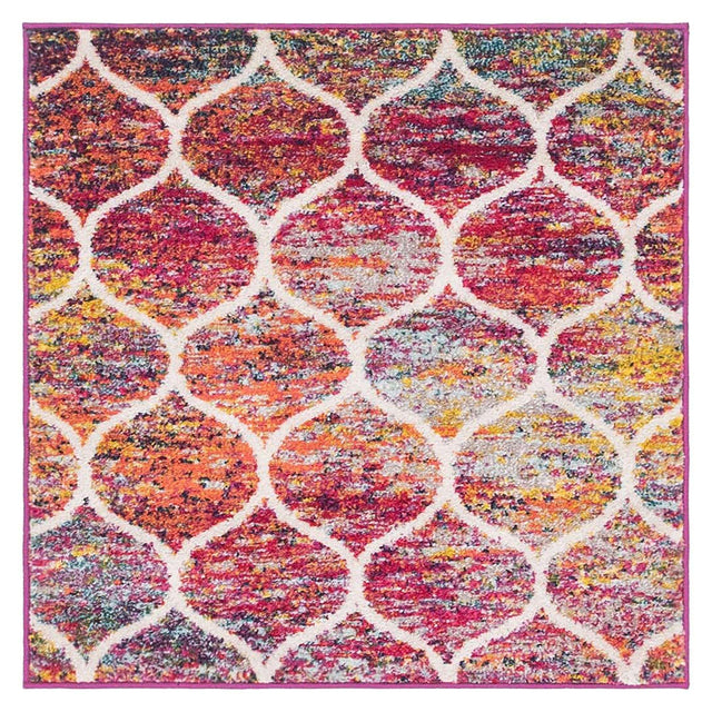 Multicolor 3' 1 x 3' 1 Trellis Frieze Square Area Rug Geometric Modern Unique Stain Resistant Easy Clean Carpet for Living, Dining, Bedrooms, Office for Sale at Rug Engine