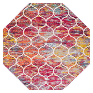 Multicolor 7' 10 x 7' 10 Trellis Frieze Octagon Area Rug Geometric Modern Unique Stain Resistant Easy Clean Carpet for Living, Dining, Bedrooms, Office for Sale at Rug Engine