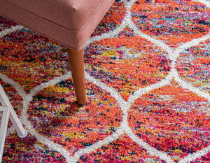 Multicolor 7' 1 x 7' 1 Trellis Frieze Octagon Area Rug Geometric Modern Unique Stain Resistant Easy Clean Carpet for Living, Dining, Bedrooms, Office for Sale at Rug Engine