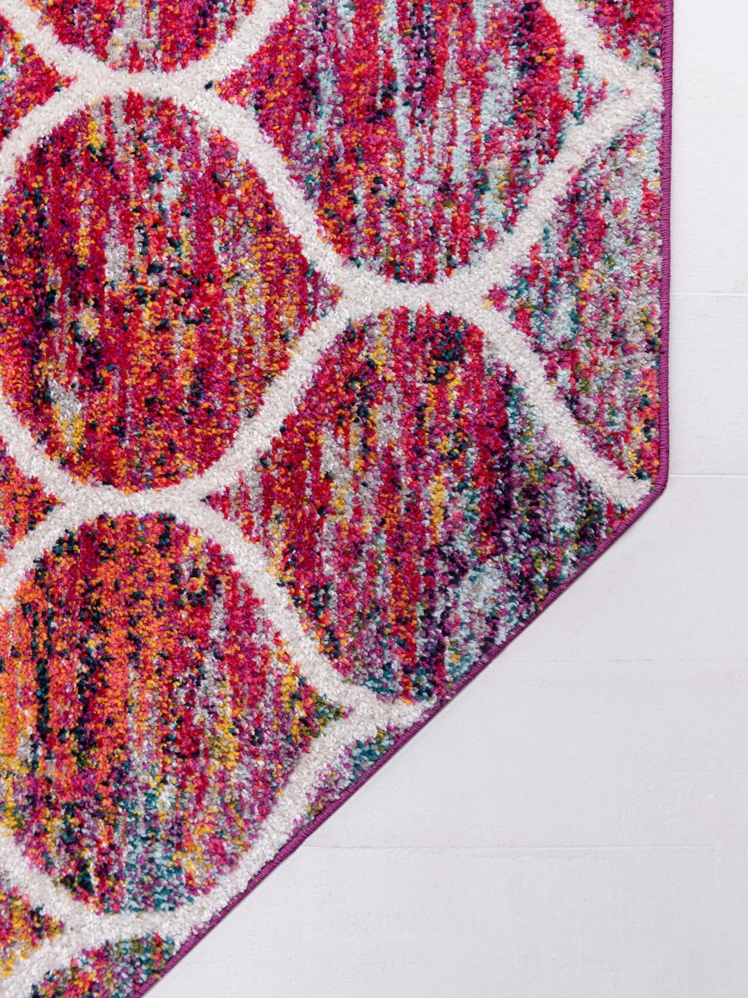 Multicolor 5' 3 x 5' 3 Trellis Frieze Octagon Area Rug Geometric Modern Unique Stain Resistant Easy Clean Carpet for Living, Dining, Bedrooms, Office for Sale at Rug Engine