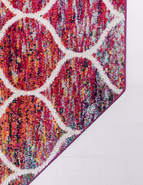 Multicolor 5' 3 x 5' 3 Trellis Frieze Octagon Area Rug Geometric Modern Unique Stain Resistant Easy Clean Carpet for Living, Dining, Bedrooms, Office for Sale at Rug Engine