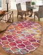 Multicolor 6' 1 x 9' Trellis Frieze Oval Area Rug Geometric Modern Unique Stain Resistant Easy Clean Carpet for Living, Dining, Bedrooms, Office for Sale at Rug Engine