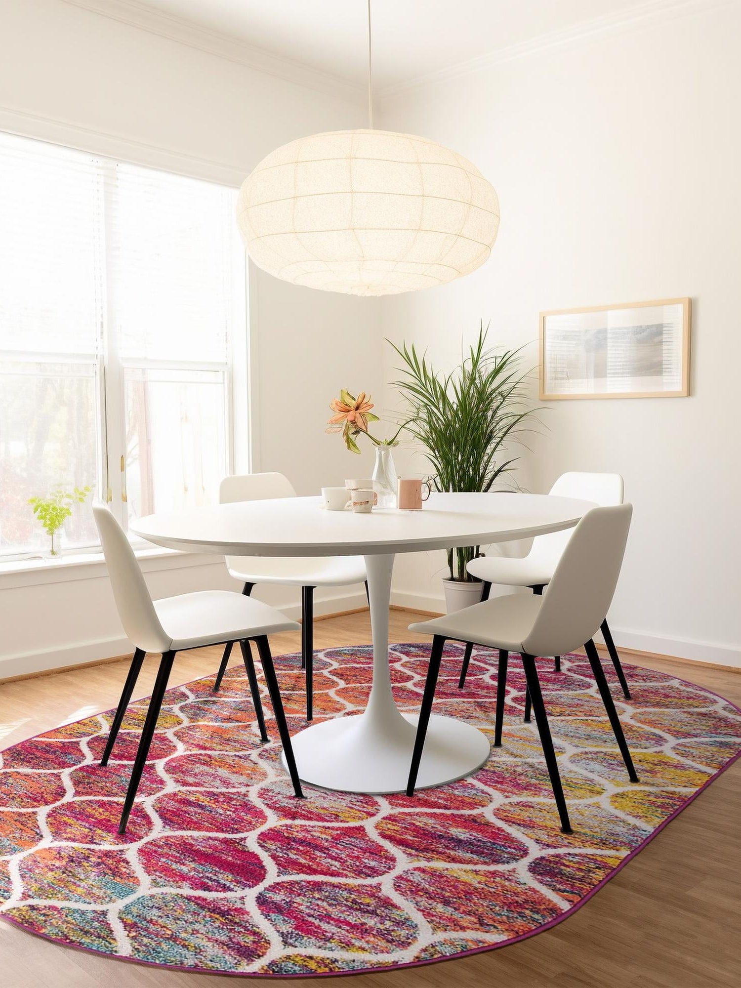 Multicolor 3' 1 x 5' 3 Trellis Frieze Oval Area Rug Geometric Modern Unique Stain Resistant Easy Clean Carpet for Living, Dining, Bedrooms, Office for Sale at Rug Engine
