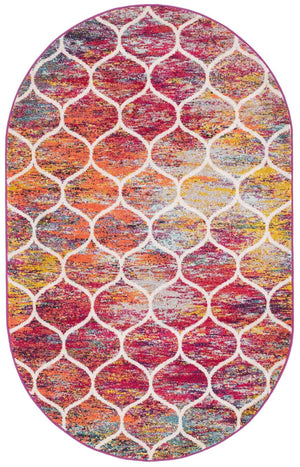 Multicolor 5' 3 x 8' Trellis Frieze Oval Area Rug Geometric Modern Unique Stain Resistant Easy Clean Carpet for Living, Dining, Bedrooms, Office for Sale at Rug Engine