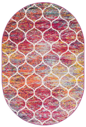 Multicolor 4' 1 x 6' 1 Trellis Frieze Oval Area Rug Geometric Modern Unique Stain Resistant Easy Clean Carpet for Living, Dining, Bedrooms, Office for Sale at Rug Engine