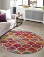 Multicolor 10' x 10' Trellis Frieze Round Area Rug Geometric Modern Unique Stain Resistant Easy Clean Carpet for Living, Dining, Bedrooms, Office for Sale at Rug Engine