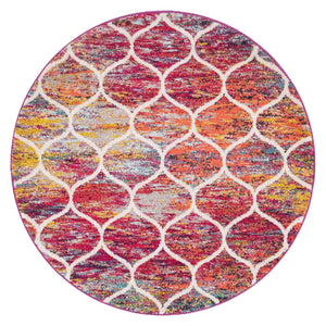 Multicolor 5' 3 x 5' 3 Trellis Frieze Round Area Rug Geometric Modern Unique Stain Resistant Easy Clean Carpet for Living, Dining, Bedrooms, Office for Sale at Rug Engine