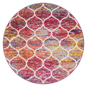 Multicolor 4' 1 x 4' 1 Trellis Frieze Round Area Rug Geometric Modern Unique Stain Resistant Easy Clean Carpet for Living, Dining, Bedrooms, Office for Sale at Rug Engine