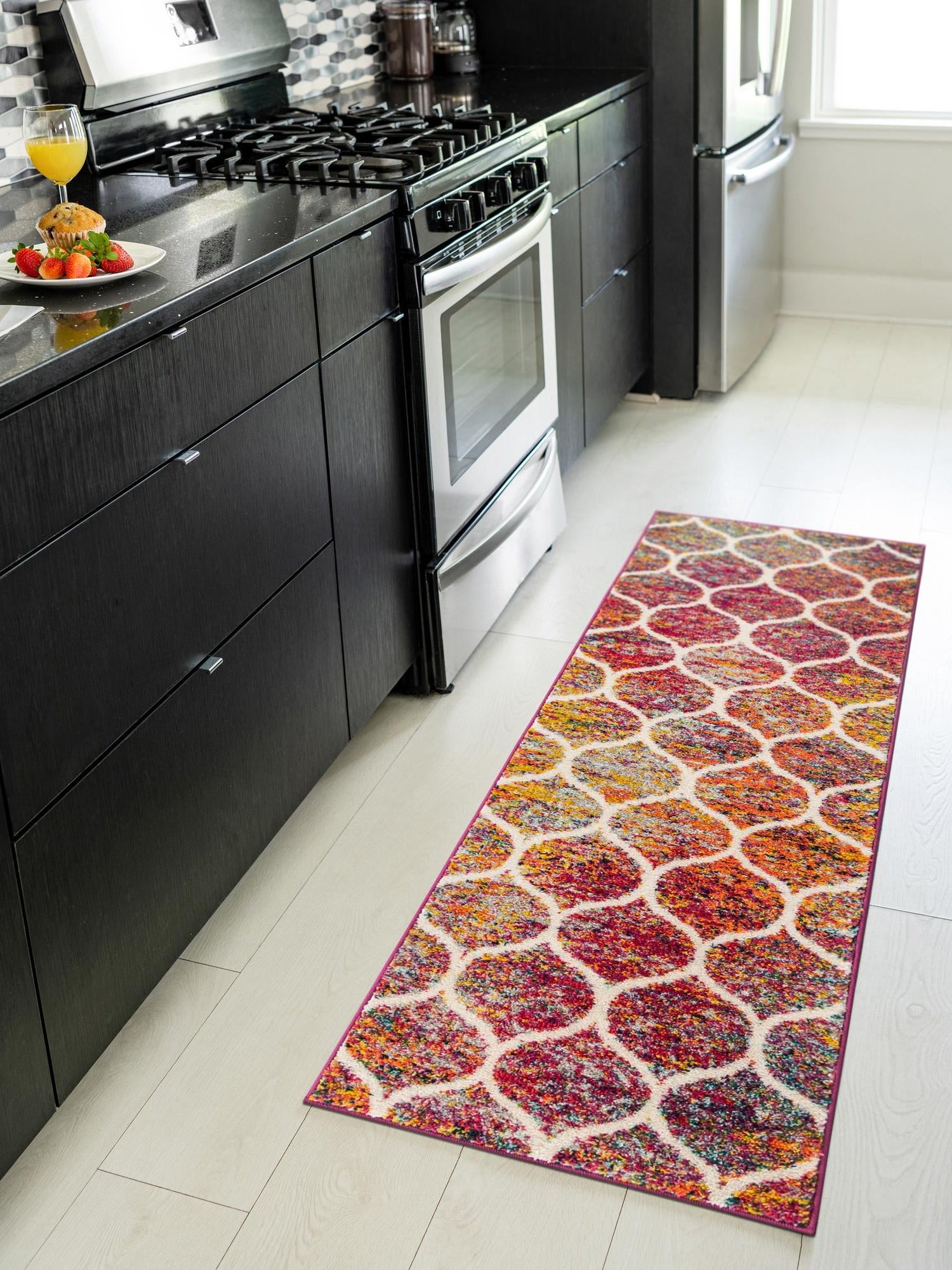 Multicolor 2' x 5' 1 Trellis Frieze Runner Area Rug Geometric Modern Unique Stain Resistant Easy Clean Carpet for Living, Dining, Bedrooms, Office for Sale at Rug Engine