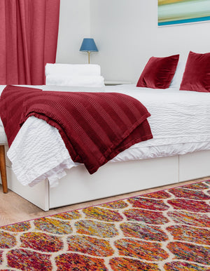 Multicolor 2' 7 x 11' Trellis Frieze Runner Area Rug Geometric Modern Unique Stain Resistant Easy Clean Carpet for Living, Dining, Bedrooms, Office for Sale at Rug Engine