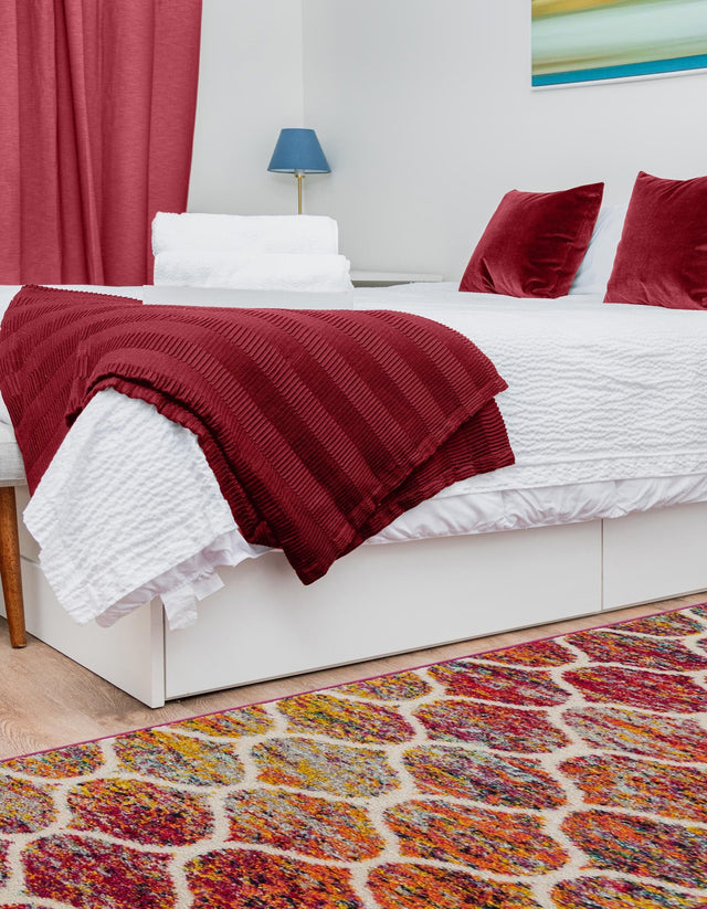 Multicolor 2' 7 x 11' Trellis Frieze Runner Area Rug Geometric Modern Unique Stain Resistant Easy Clean Carpet for Living, Dining, Bedrooms, Office for Sale at Rug Engine