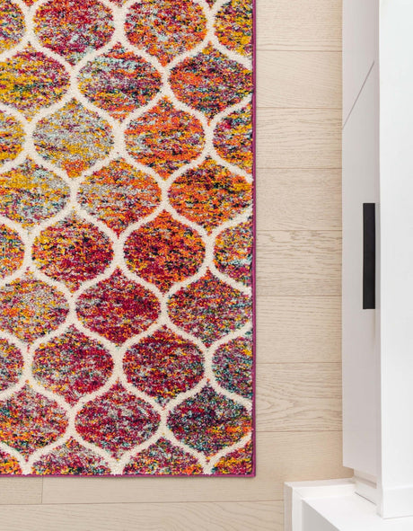 Multicolor 2' 7 x 11' Trellis Frieze Runner Area Rug Geometric Modern Unique Stain Resistant Easy Clean Carpet for Living, Dining, Bedrooms, Office for Sale at Rug Engine
