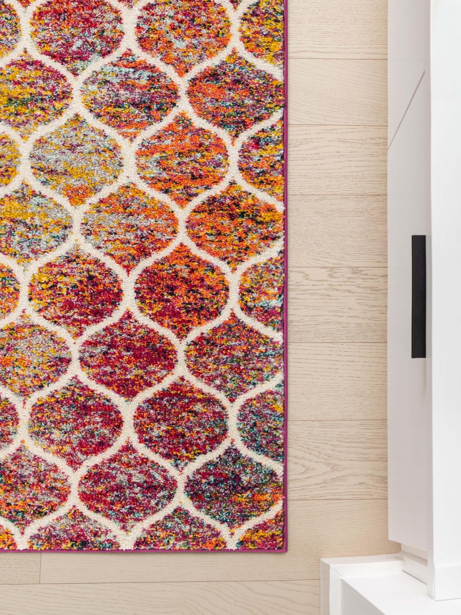 Multicolor 2' x 4' 1 Trellis Frieze Runner Area Rug Geometric Modern Unique Stain Resistant Easy Clean Carpet for Living, Dining, Bedrooms, Office for Sale at Rug Engine