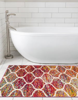 Multicolor 2' 7 x 11' Trellis Frieze Runner Area Rug Geometric Modern Unique Stain Resistant Easy Clean Carpet for Living, Dining, Bedrooms, Office for Sale at Rug Engine